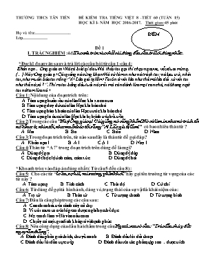 Đề và đáp án kiểm tra Tiếng việt lớp 8 - Năm học 2016-2017 - Trường THCS Tân Tiến